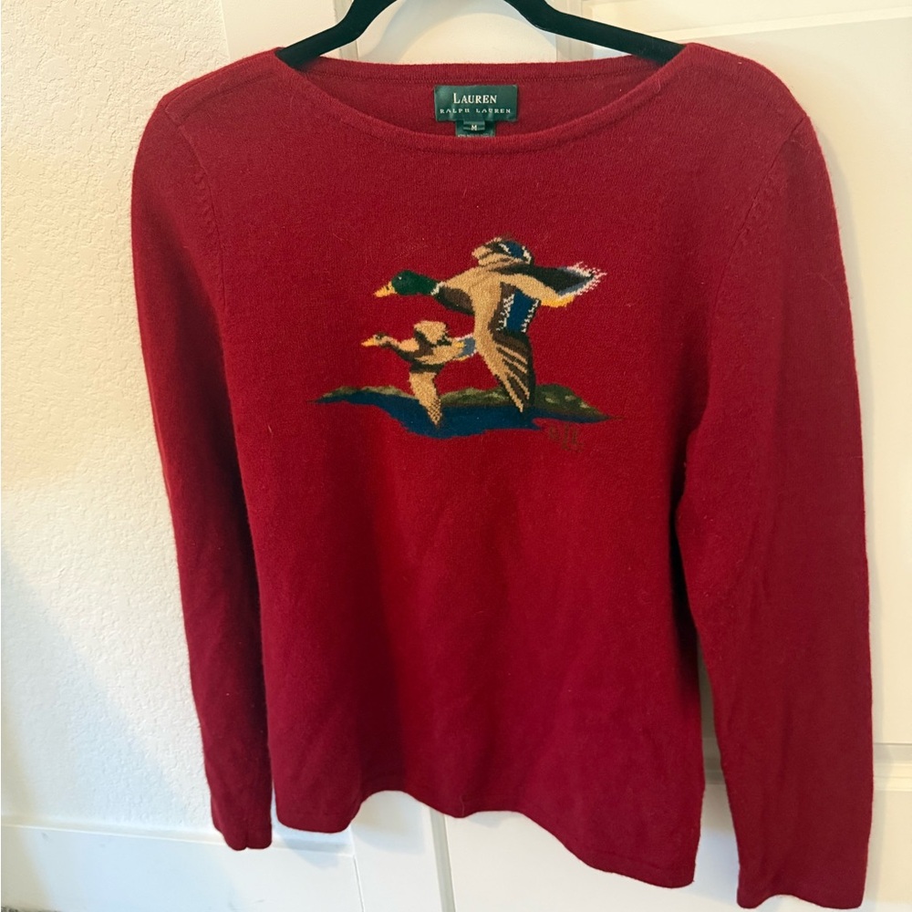 Vintage Ralph Lauren Red Sweater with Bird Motif - Picture 2 of 4